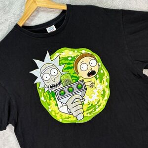 Rick and Morty Portal Gun Tee Black Trippy Cartoon Graphic T-Shirt‎ XL Animation